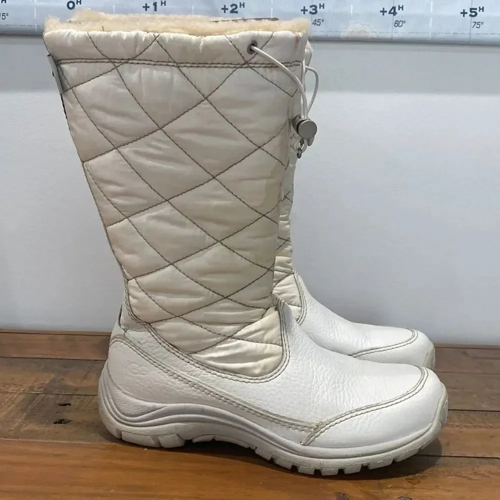 Ugg Vibram Women's Snowpeak White Quilted Sheep Skin Snow Winter Boots Sz 6
